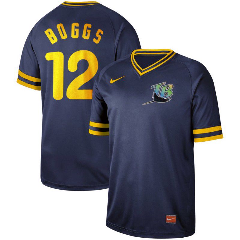 Men Tampa Bay Rays #12 Boggs Blue Throwback Nike Game 2021 MLB Jerseys->cleveland indians->MLB Jersey